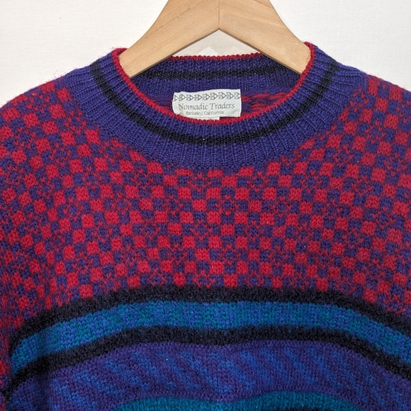 Nomadic Traders Colorful Thick Wool Sweater/Sweatshirt Size Small - Picture 4 of 8